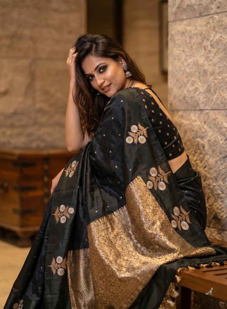 Midnight black pure silk 2